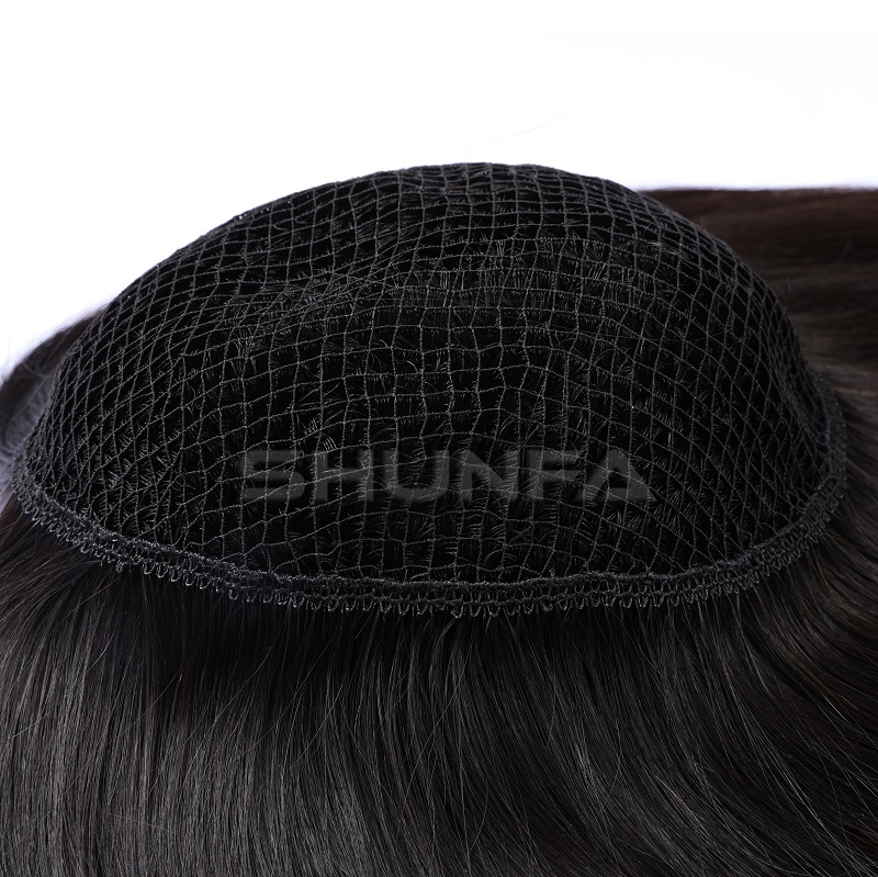 Double line Integration hairpiece - hair Pull Through Toppers for Thinner Hair 2 Double line fishnet hairpiece