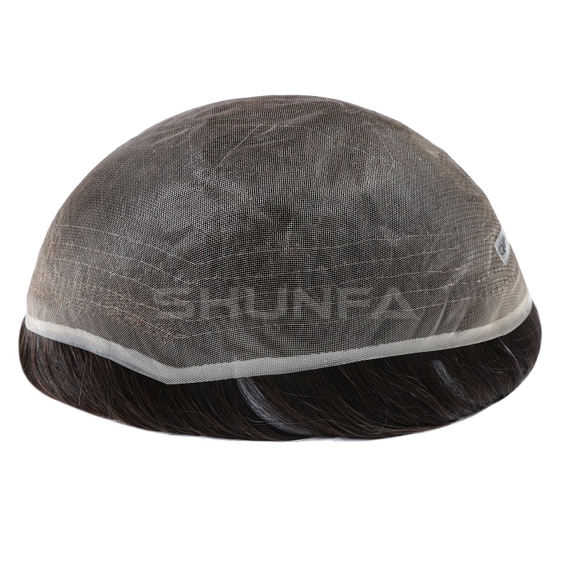 Swiss mono - Super fine welded mono freestyle direction durable toupee 1 Full Swiss mono men toupee