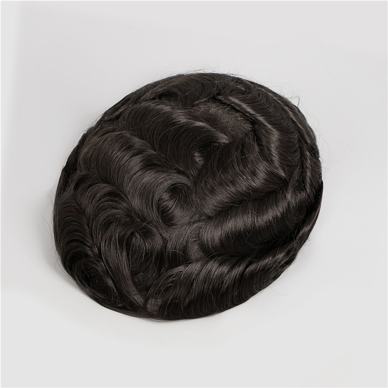 Q6 100% Remy hair Natural black toupee