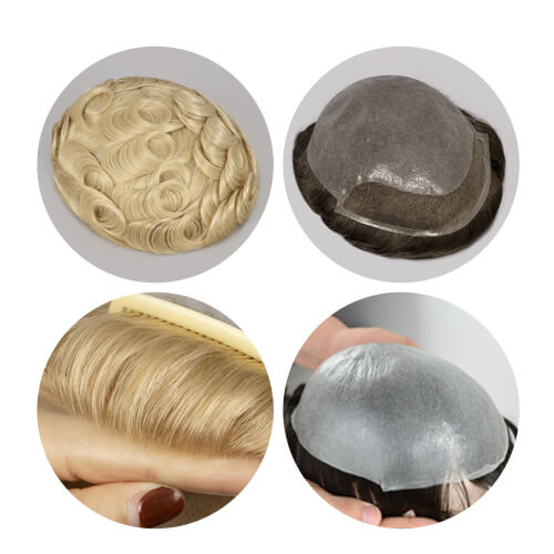 Thin skin men toupee-Ultra thin skin thickness V-loop, injection and single knots ventillation