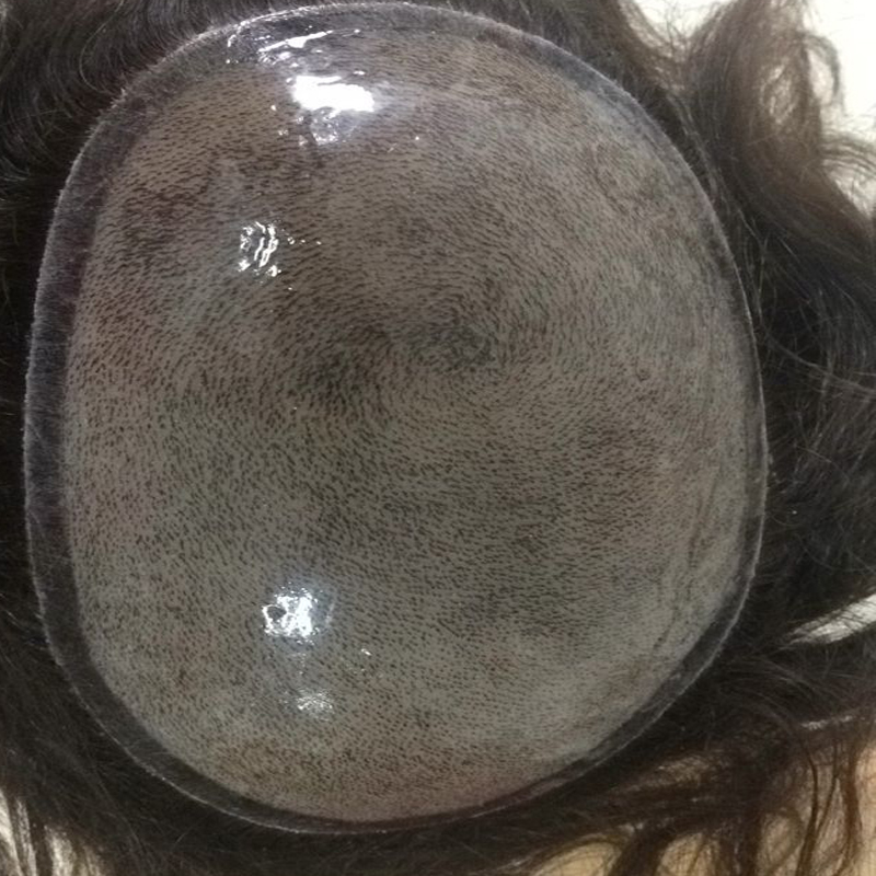 Customized Full Thick durable Silicon Base with 100% human hair hair replacement for men