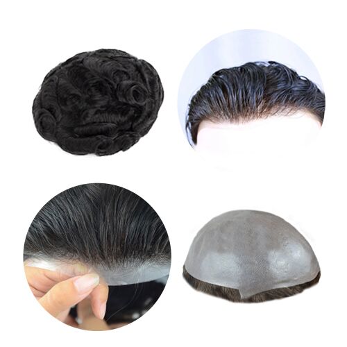 1.Thin skin men toupee-Ultra thin skin thickness V-loop, injection and single knots ventillation