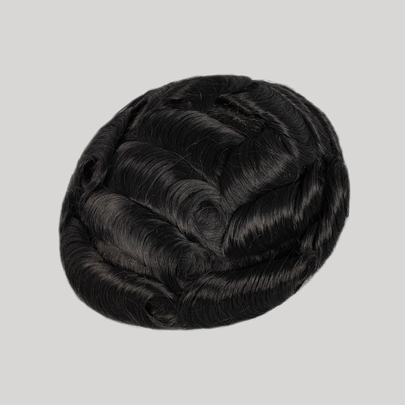 Fine Mono Mens Toupee Shunfa Hair Jet Black Color 1