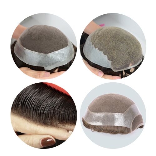 Lace men toupee-Full Swiss and French lace base front with skin PU perimeter