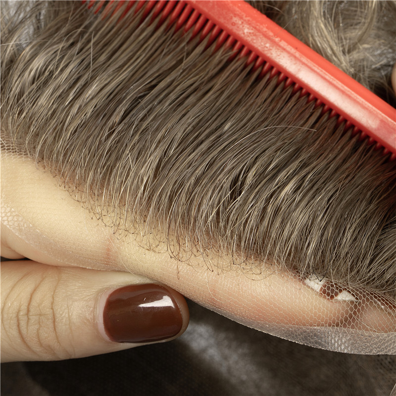 Mono toupee with invisable hairline system from hair replacement manufacture