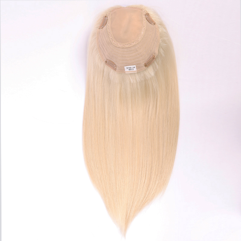 Mono with machine made weft back human hair top piece