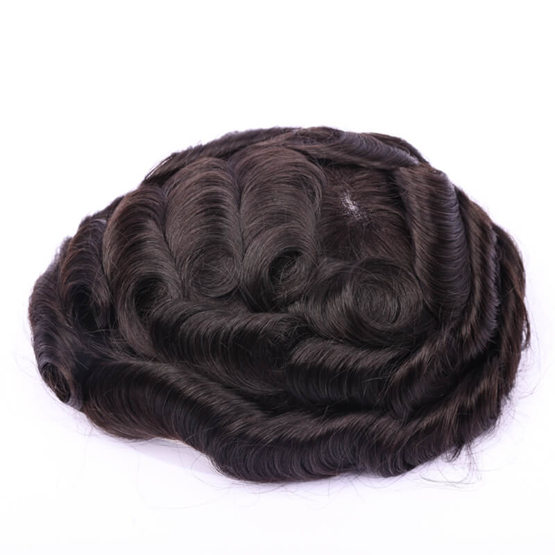 100% Remy hair Natural black toupee