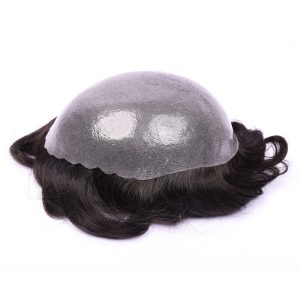 Single Knot Scallop Toupee for Men with Top Quality Human Hair