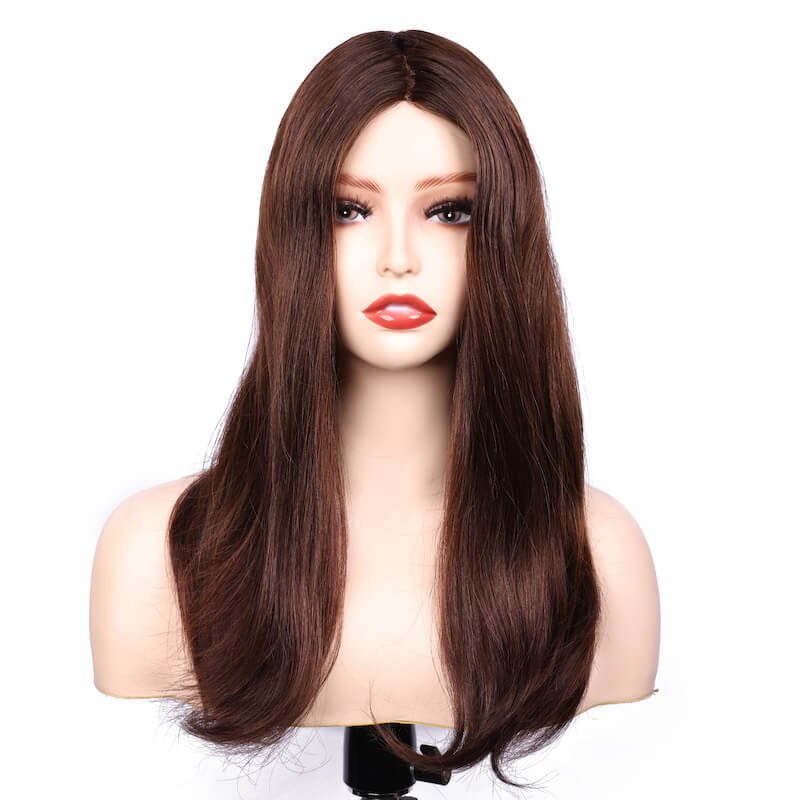 sft-1781 Clip in Human Hair Mono Hairpiece with 18 Inch Hair Length