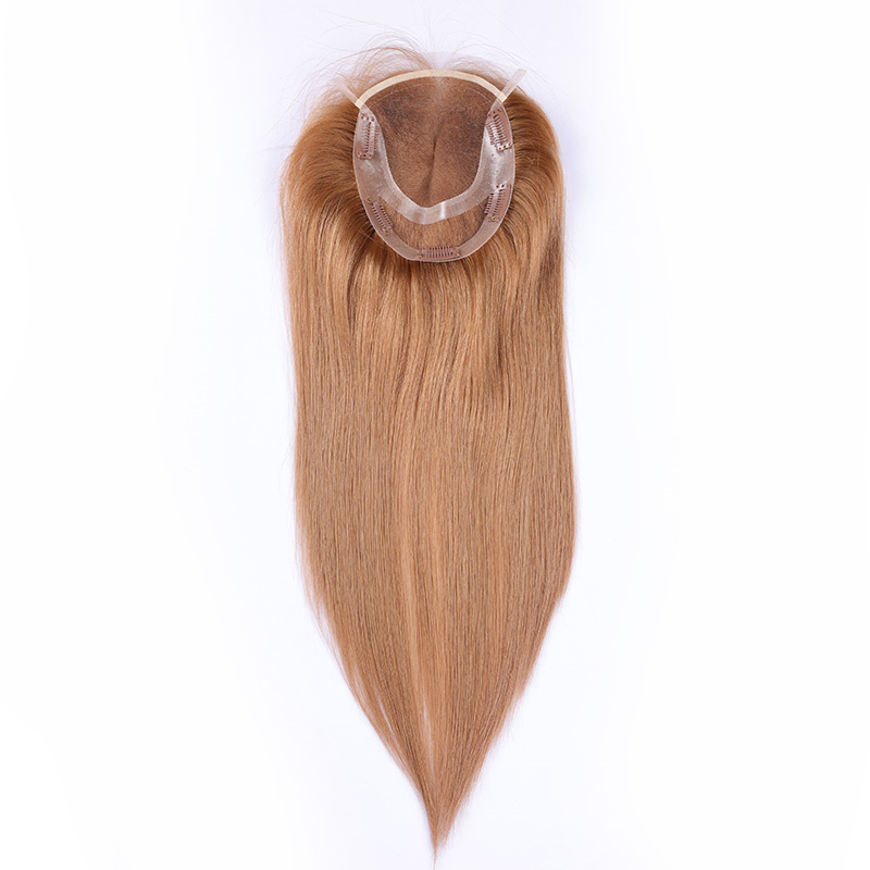 Virgin Human Hair Women Bella Topper 7*8 inch Lace with Pu Base Hairpiece for Women with Transparent Lace Front
