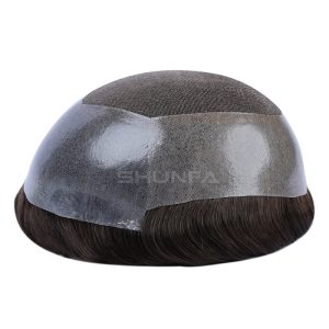 French lace center with clear pu and poly coating back for men hair systems