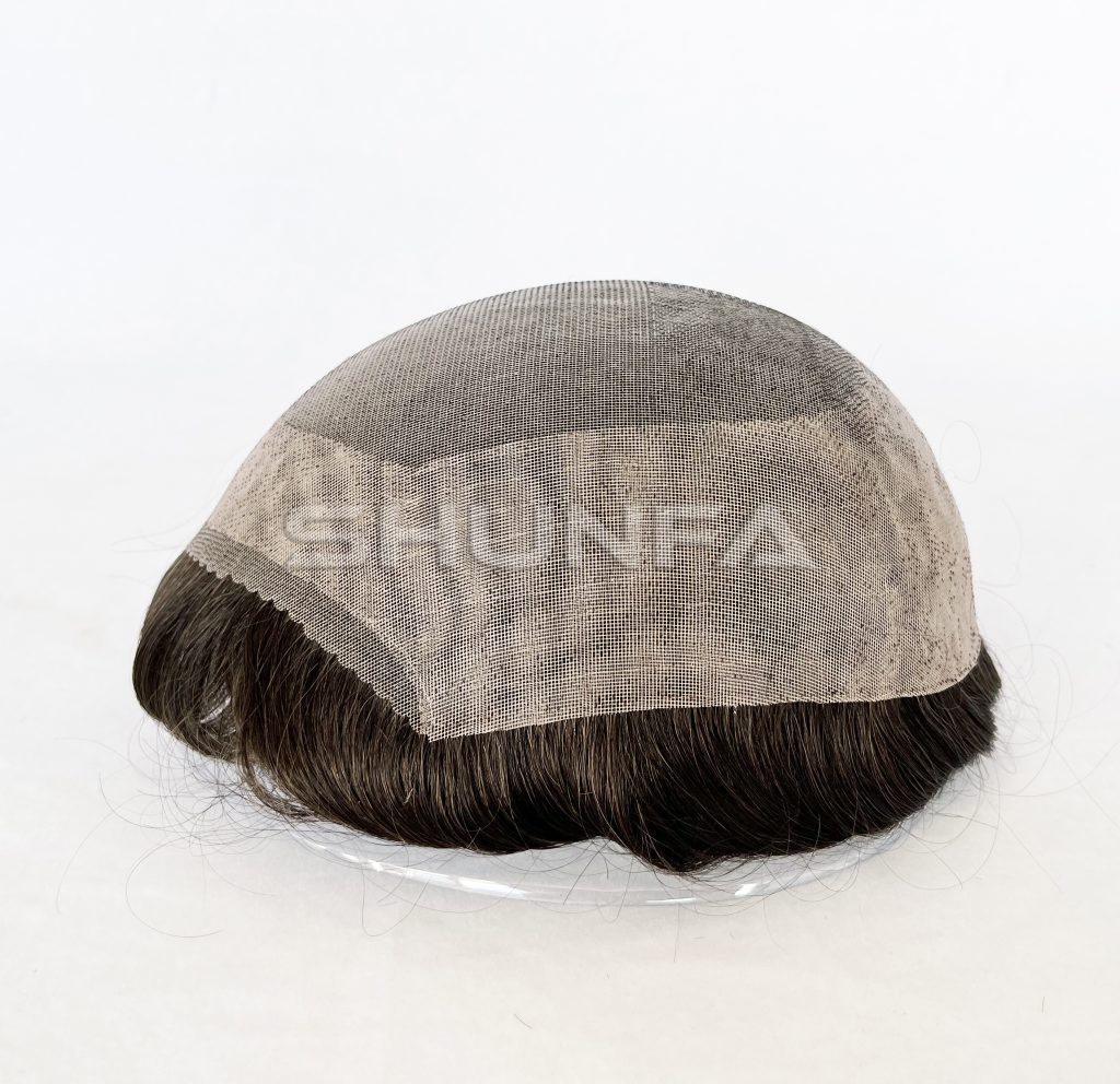 Double Fine welded mono around customized order men hair toupee
