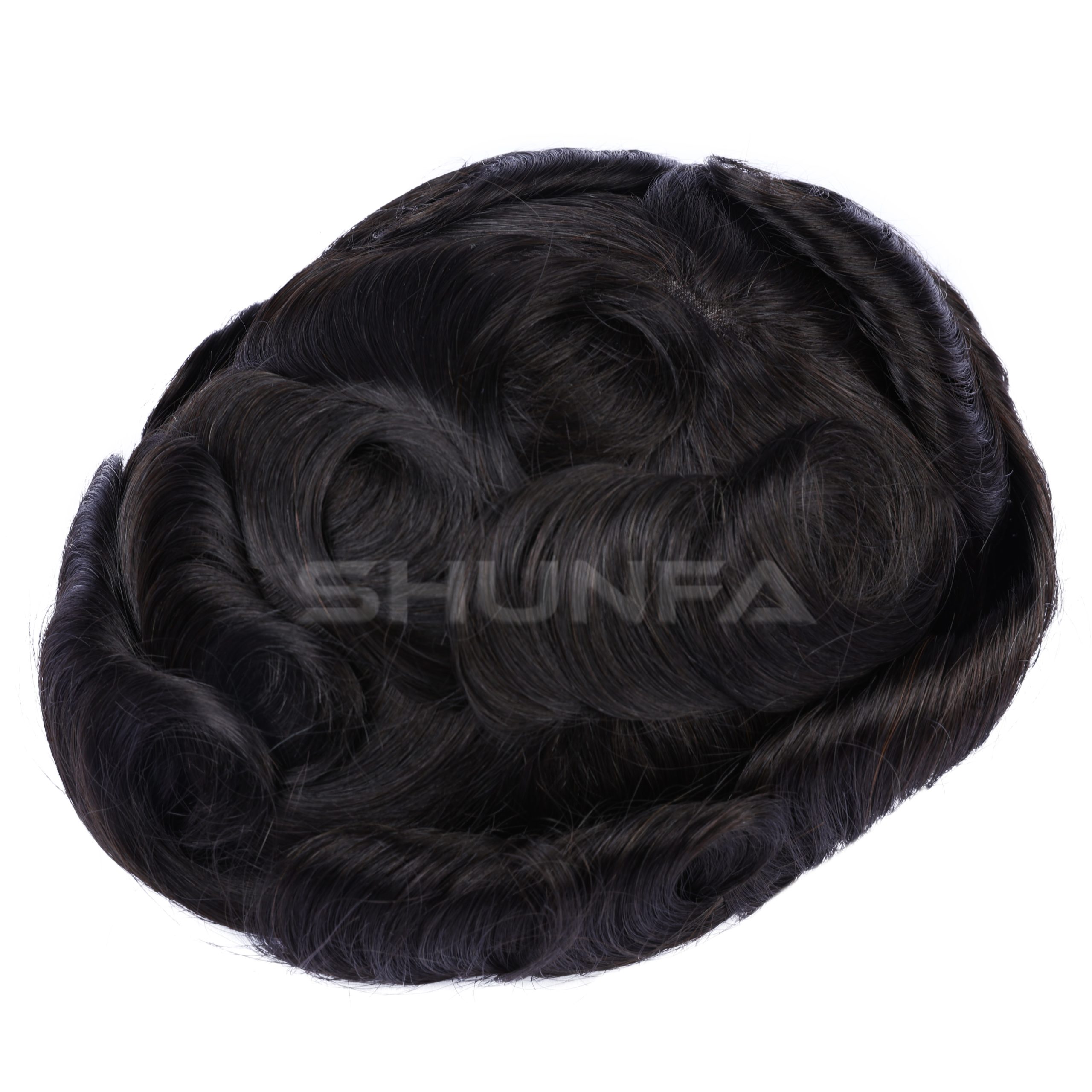 Durable Fine Mono Mens Hair Replacement Factory Supply 3 New los angelous #1B (2) 拷贝