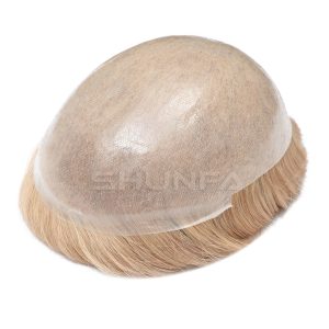 Full Skin Toupee for Men Human Hair with Blonde Color