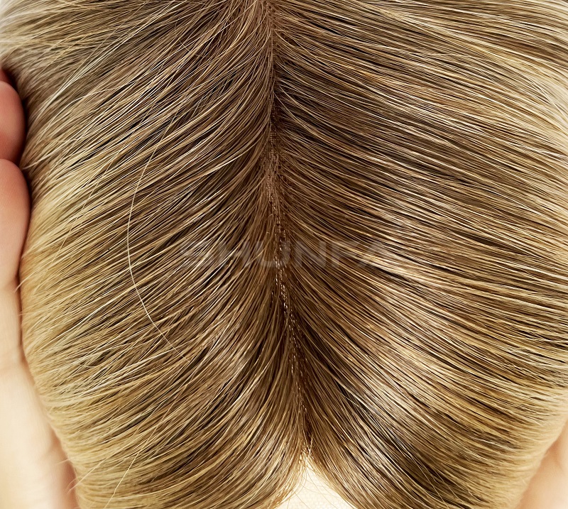 Mono top+hair weft Monica wig for people with hair loss from direct hair factory 3 Ready to ship Stunning mixed blonde 50cm long hair high quality wig