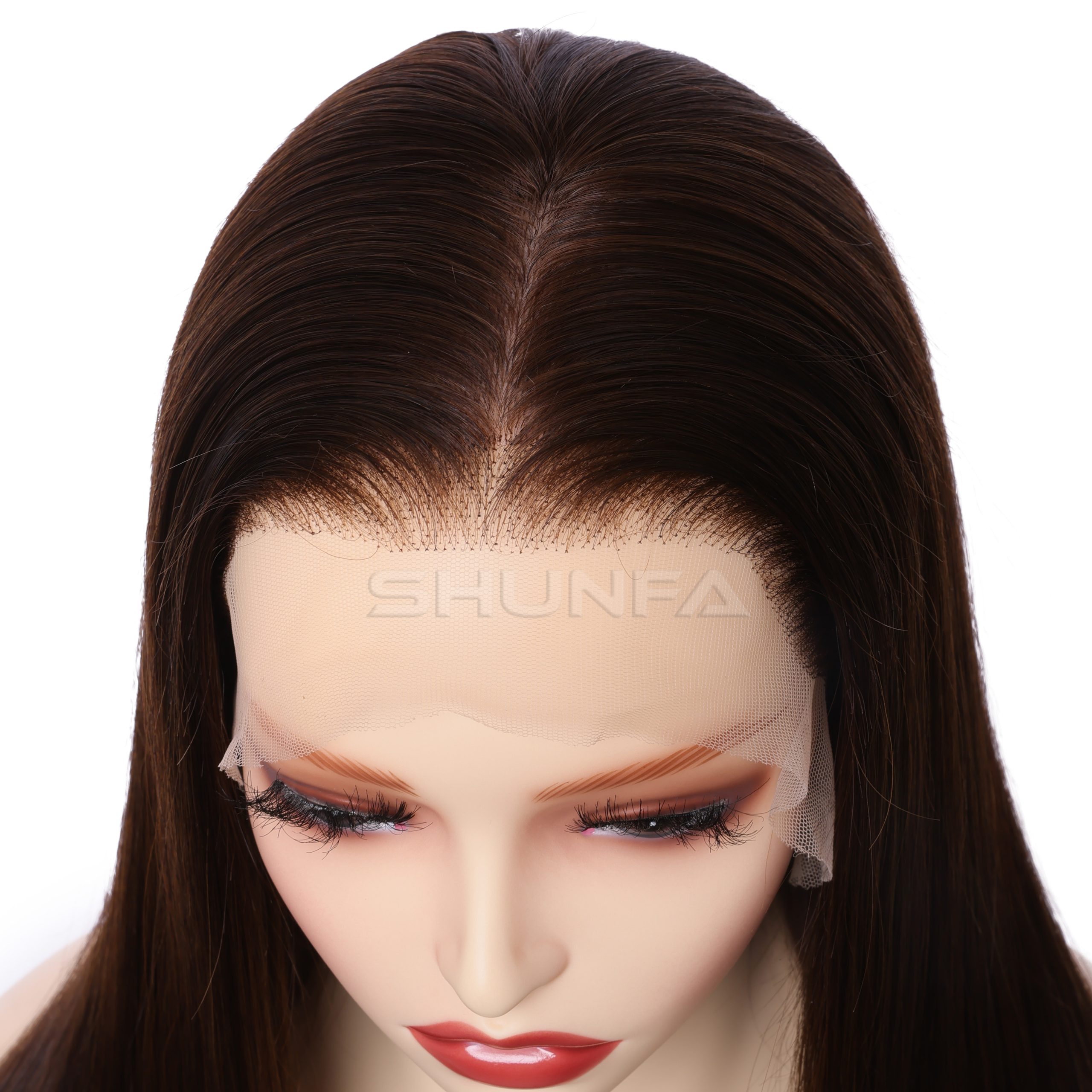 Human Hair Silk Top lace Wigs For Women - Natural black color 4 Full lace silk top wig #G2 (10) 拷贝