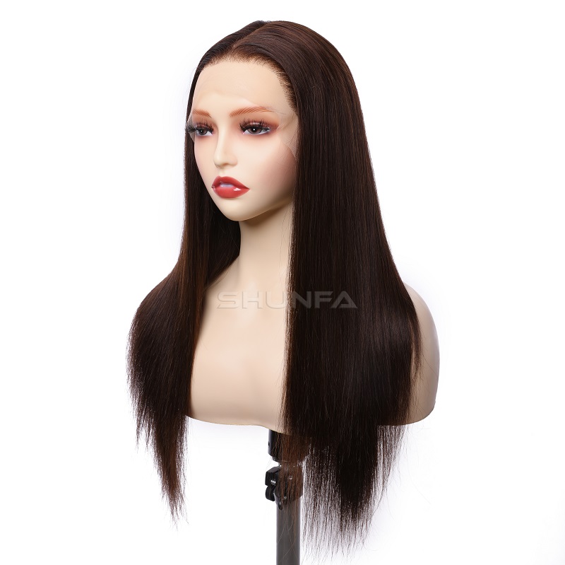 Human Hair Silk Top lace Wigs For Women - Natural black color 1 Full lace silk top wig #G2 (7) 拷贝
