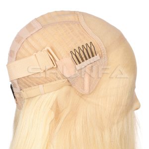 Double lace front with machine made weft back wig